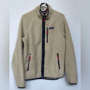 Patagonia Mens Oatmeal Color Zip Up Fleece Sherpa Top Jacket Size Medium